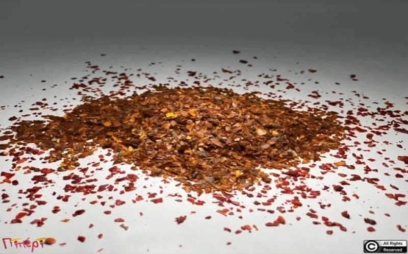 Carolina reaper φλέϊξ, πιπεριές καρολάινα ρίπερ σε σκόνη, ( Capsicum chinense ). 1